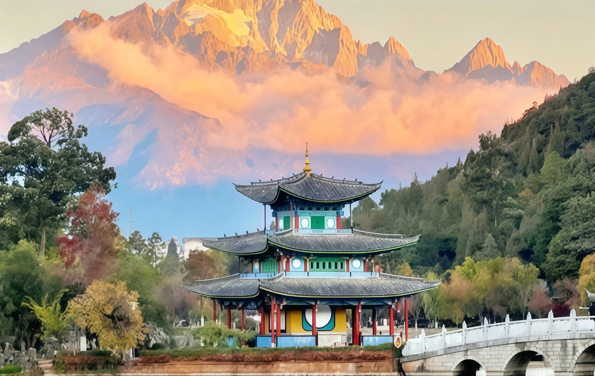 Explore the Black Dragon Pool in the morning light